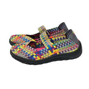 Corkys Womens Liz Woven Slip On Comfort Shoes Size 7 Colorful  Mary Janes